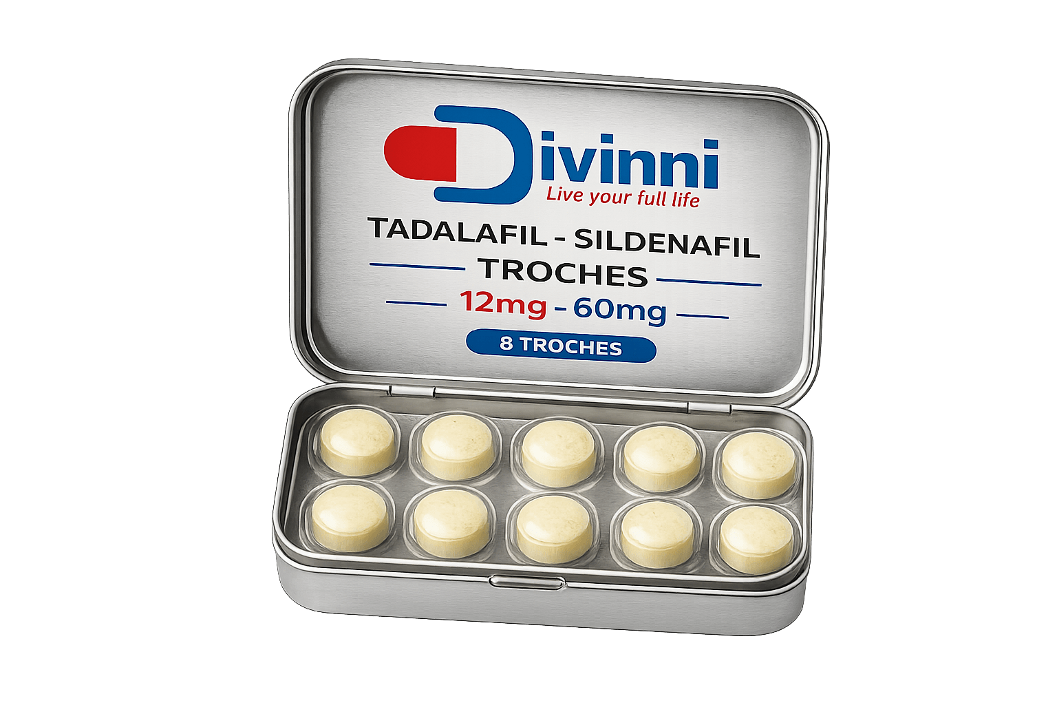 Tadalafil + Sildenafil — 12mg / 60mg · 8 troches